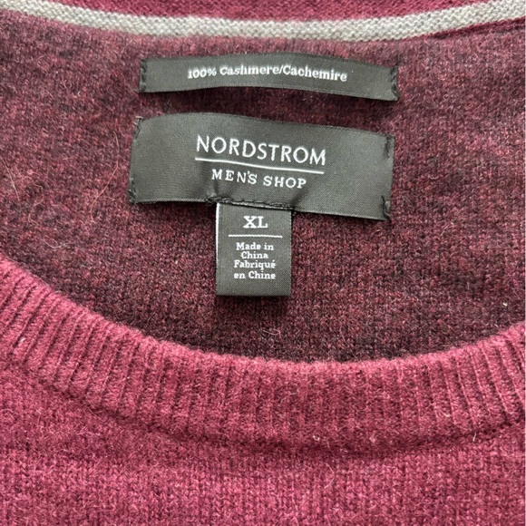 Nordstrom Cashmere Sweater Burgundy Crew Neck Luxury Knit Pullover Size XL - Picture 6 of 7